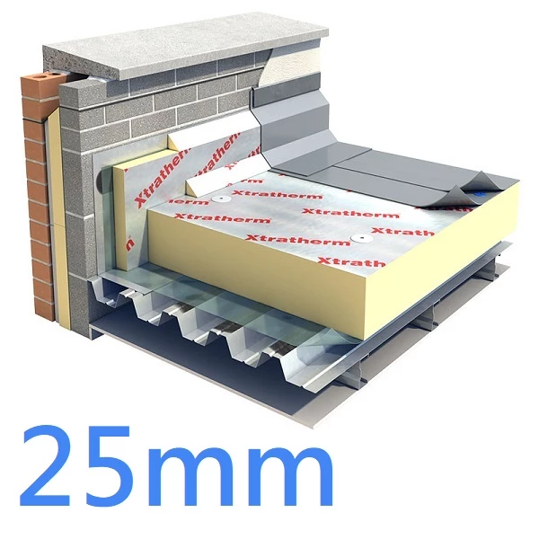 25mm Xtratherm FR/ALU Flat Roof PIR Insulation Board - Single Ply Waterproofing Systems