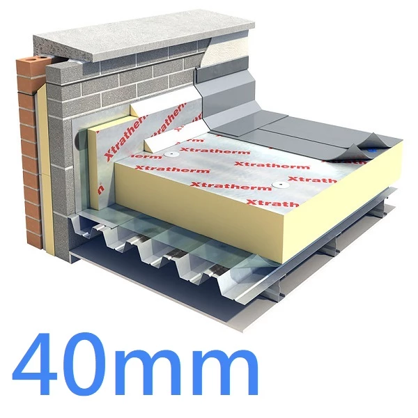 40mm Xtratherm FR/ALU Flat Roof PIR Insulation Board - Single Ply Waterproofing Systems