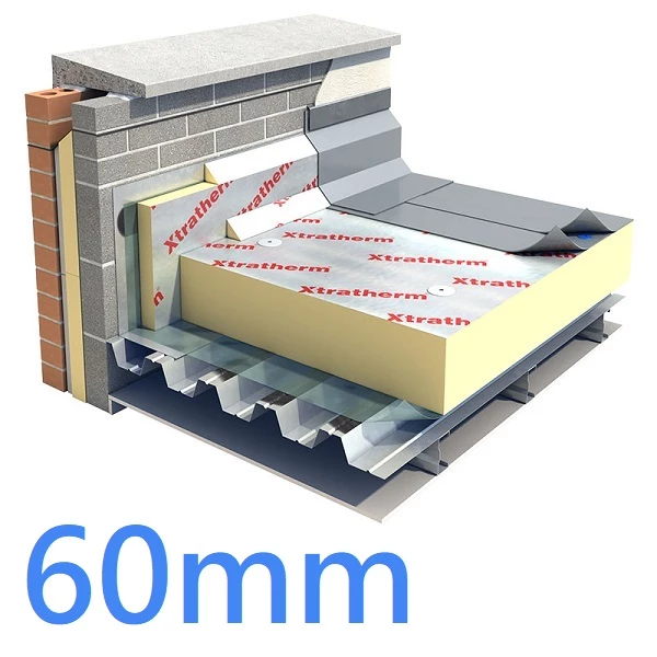 60mm Xtratherm FR/ALU Flat Roof PIR Insulation Board - Single Ply Waterproofing Systems