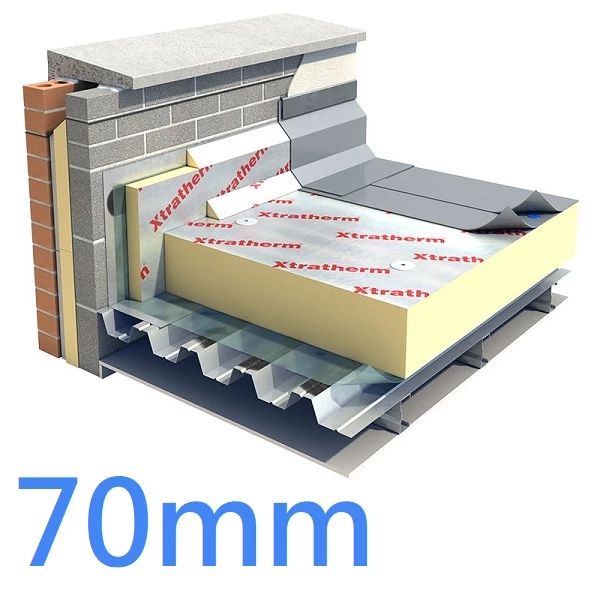 70mm Xtratherm FR/ALU Flat Roof PIR Insulation Board - Single Ply Waterproofing Systems