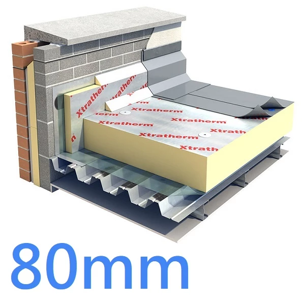 80mm Xtratherm FR/ALU Flat Roof PIR Insulation Board - Single Ply Waterproofing Systems