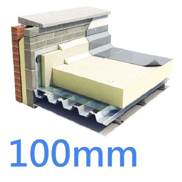 100mm Xtratherm FR/MG Flat Roof PIR Board - Single Ply Fully Adhered Systems (pack of 5)