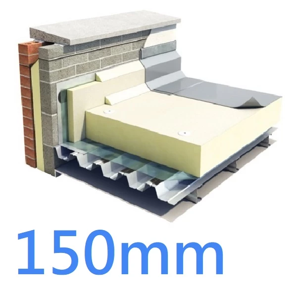 150mm Xtratherm FR/MG Flat Roof PIR Board - Single Ply Fully Adhered Systems (pack of 3)