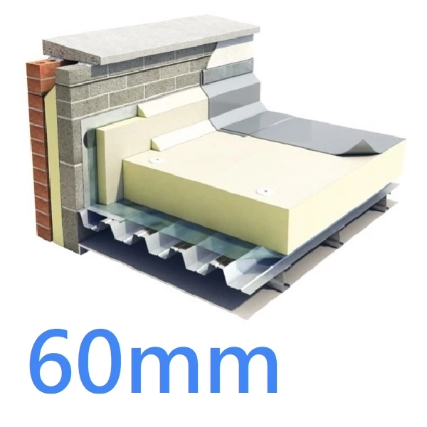 60mm Xtratherm FR/MG Flat Roof PIR Board - Single Ply Fully Adhered Systems (pack of 8)