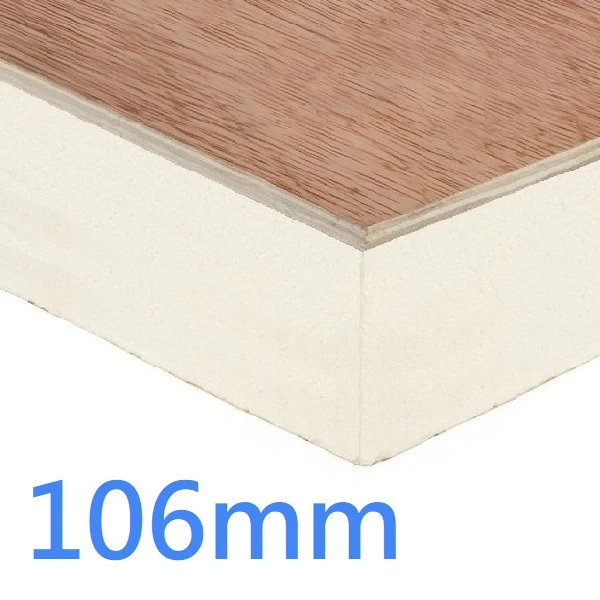 106mm PlyDeck Xtratherm FR/TP Flat Roof Board Thermal Ply Decking PIR Insulation bonded to 6mm WBP Plywood