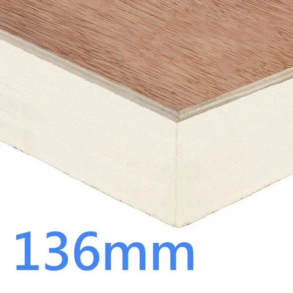 136mm PlyDeck Xtratherm FR/TP Flat Roof Board Thermal Ply Decking PIR Insulation bonded to 6mm WBP Plywood