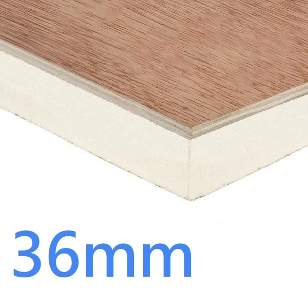 36mm PlyDeck Xtratherm FR/TP Flat Roof Board Thermal Ply Decking PIR Insulation bonded to 6mm WBP Plywood