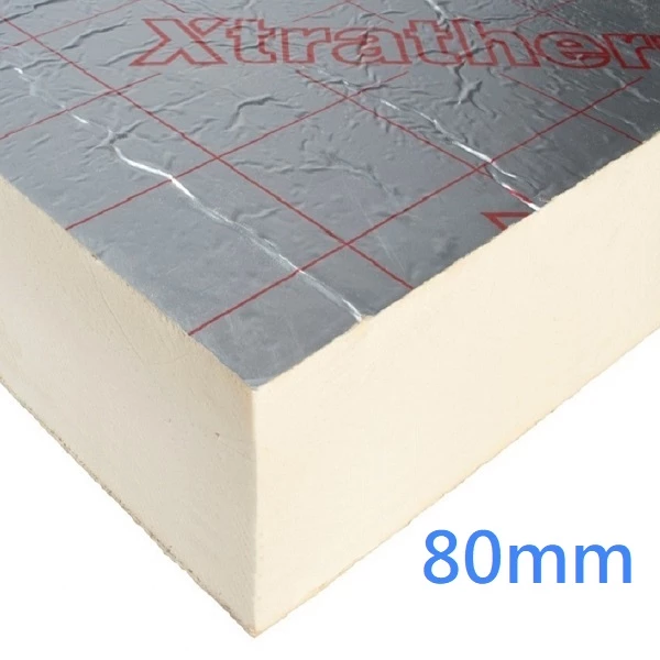 80mm Xtratherm Thin-R Thermal PIR Rigid Foam Insulation Board - 2.88m2