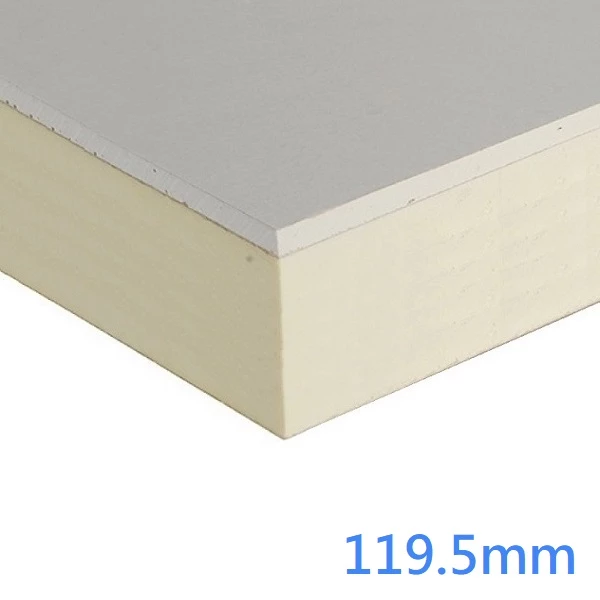 119.5mm Xtratherm XT/TL Drylining Dot and Dab Insulated Plasterboard - 110mm PIR bonded to 9.5mm Plasterboard