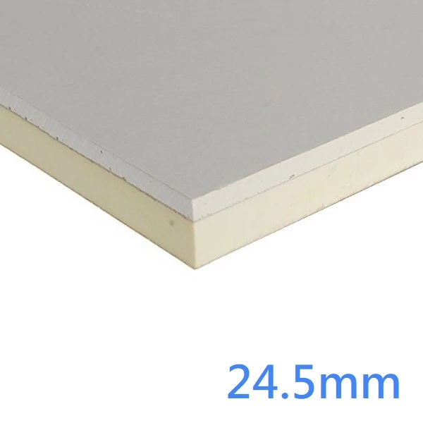 24.5mm Xtratherm XT/TL Drylining Dot and Dab Insulated Plasterboard - 15mm PIR bonded to 9.5mm Plasterboard