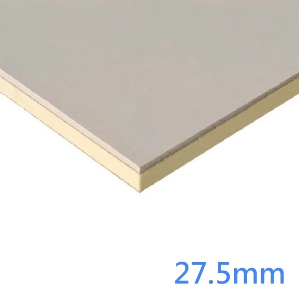 27.5mm Xtratherm XT/TL-MF Mechanical Fix Thermal Laminate - Wall Roof Ceiling - 15mm PIR bonded to 12.5mm Plasterboard