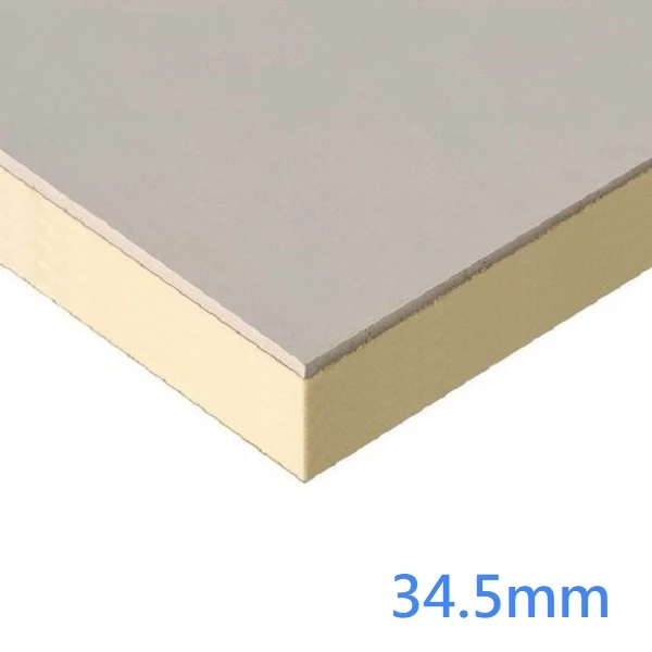 34.5mm Xtratherm XT/TL-MF Mechanical Fix Thermal Laminate - Wall Roof Ceiling - 25mm PIR bonded to 9.5mm Plasterboard