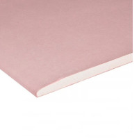 corner of pink plasterboard