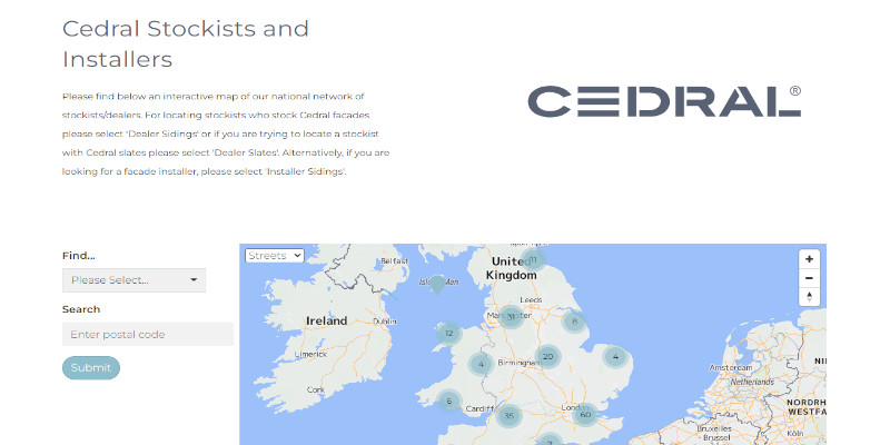 Cedral stockists  interactive map