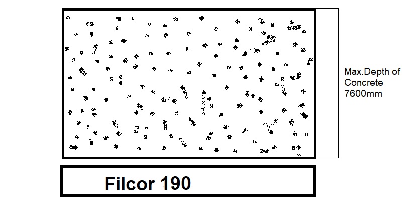filcor 190 and max depth of concrete