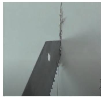 cutting drywall with a hand saw
