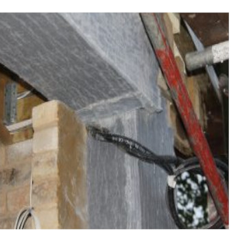 grey aerogel insulation blanket around metal lintel