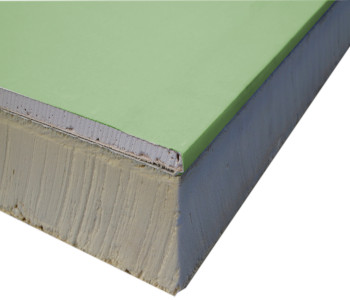green moisture resistant plasterboard bonded to pir