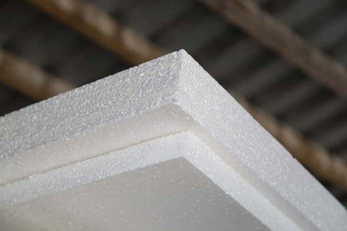 corner of white polystyrene sheet