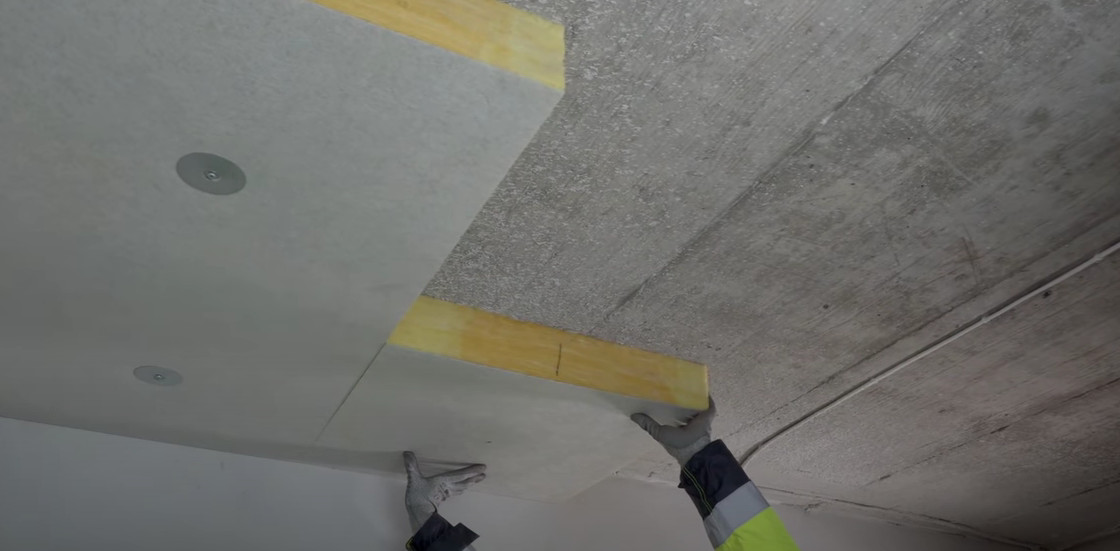 2 soffit  insulation slabs attached to ceiling